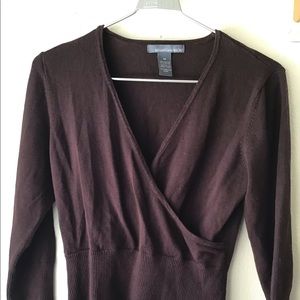 Brown wrap overlay sweater